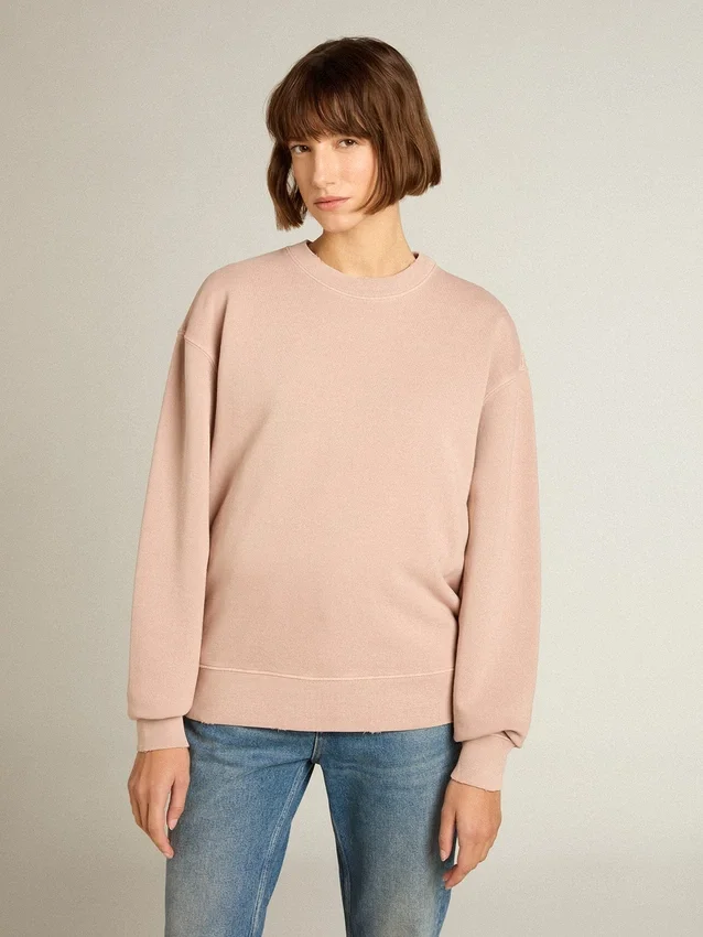 Puderrosa Sweatshirt mit umgekehrtem Logo auf der Rückseite – Jersey Capsule