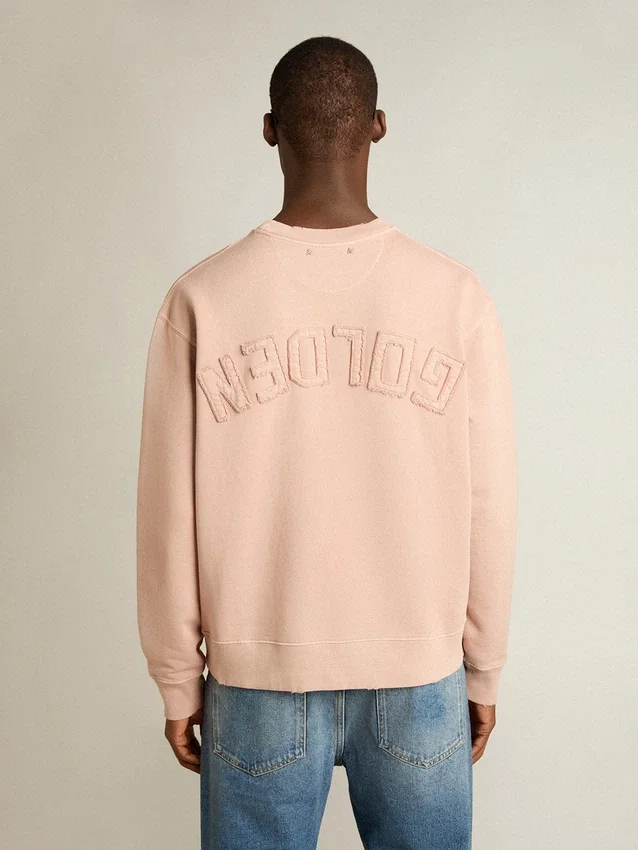 Puderrosa Sweatshirt mit umgekehrtem Logo auf der Rückseite – Jersey Capsule