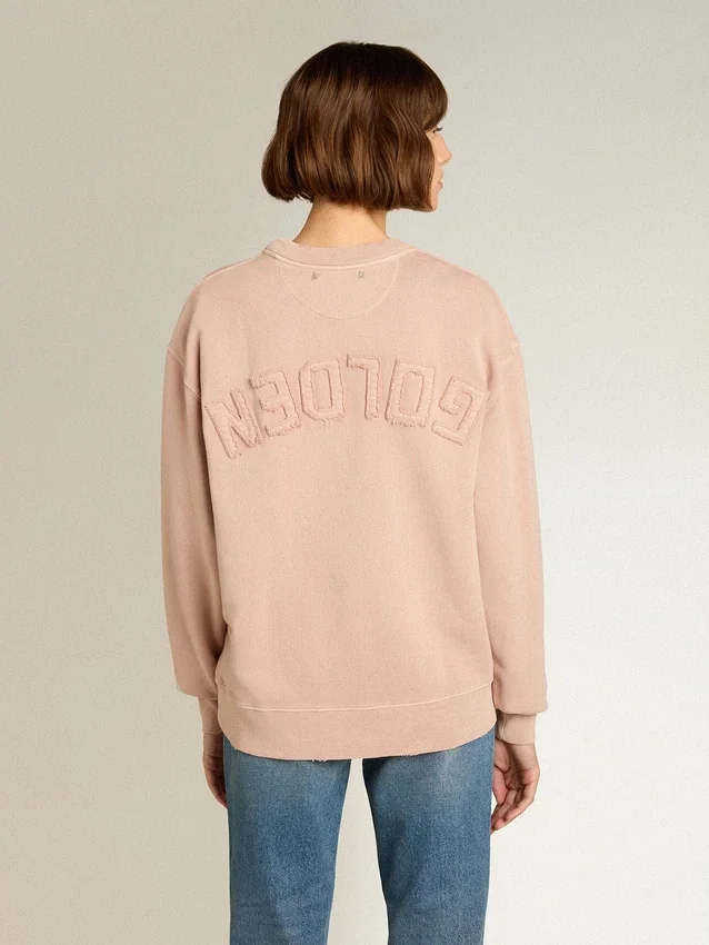 Puderrosa Sweatshirt mit umgekehrtem Logo auf der Rückseite – Jersey Capsule