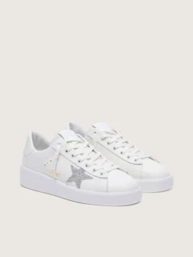 Purestar für Damen aus weissem Leder mit silbernem Swarovski-Kristallstern