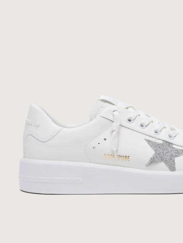 Purestar für Damen aus weissem Leder mit silbernem Swarovski-Kristallstern