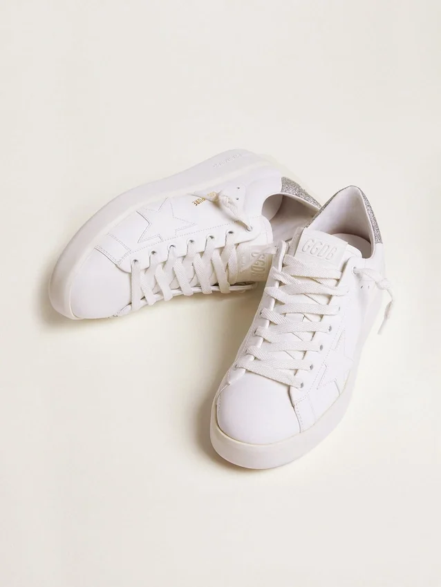 Purestar-Sneaker für Damen mit glitzernder silberner Fersenlasche