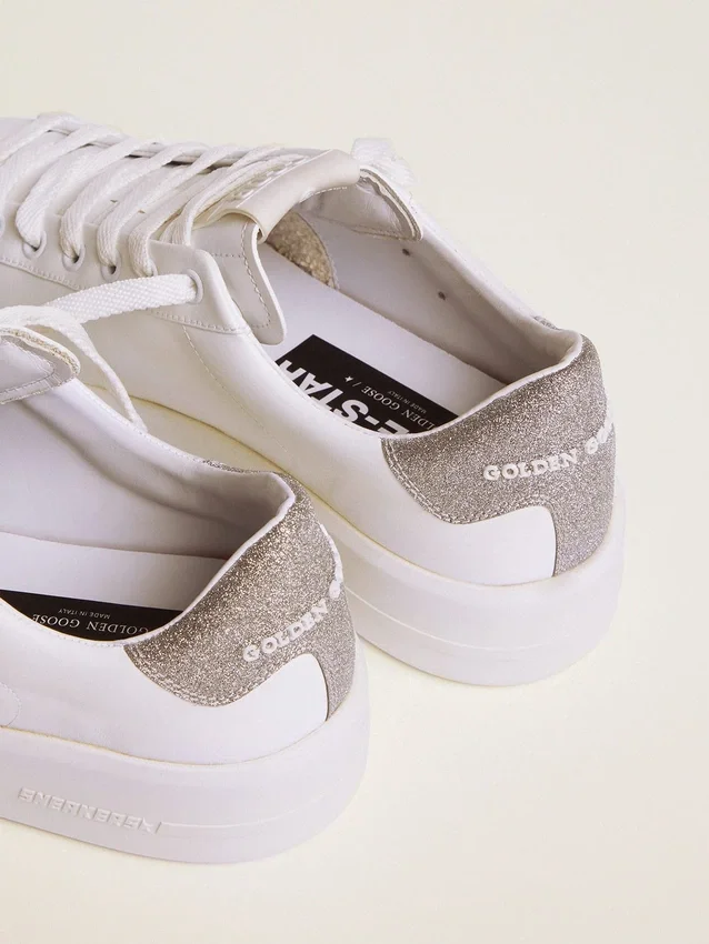 Purestar-Sneaker für Damen mit glitzernder silberner Fersenlasche