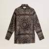 Pyjamahemd in Anthrazitgrau mit Paisley-Print