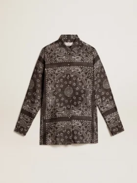 Pyjamahemd in Anthrazitgrau mit Paisley-Print