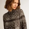 Pyjamahemd in Anthrazitgrau mit Paisley-Print