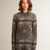 Pyjamahemd in Anthrazitgrau mit Paisley-Print