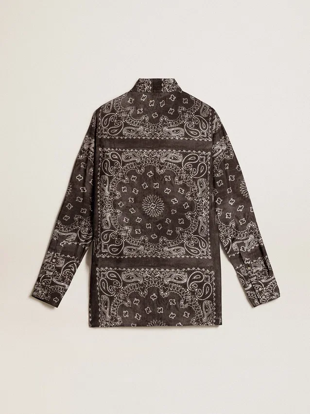 Pyjamahemd in Anthrazitgrau mit Paisley-Print