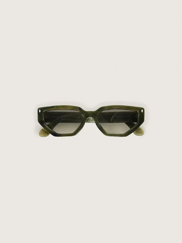 Rechteckige Sonnenbrille «Jamie» mit Rahmen in grüner Marmoroptik