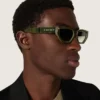 Rechteckige Sonnenbrille «Jamie» mit Rahmen in grüner Marmoroptik