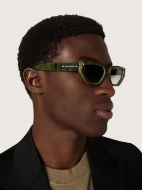 Rechteckige Sonnenbrille «Jamie» mit Rahmen in grüner Marmoroptik