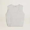 Ärmelloses Damen-Tanktop aus babyblauem Strick