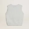 Ärmelloses Damen-Tanktop aus babyblauem Strick