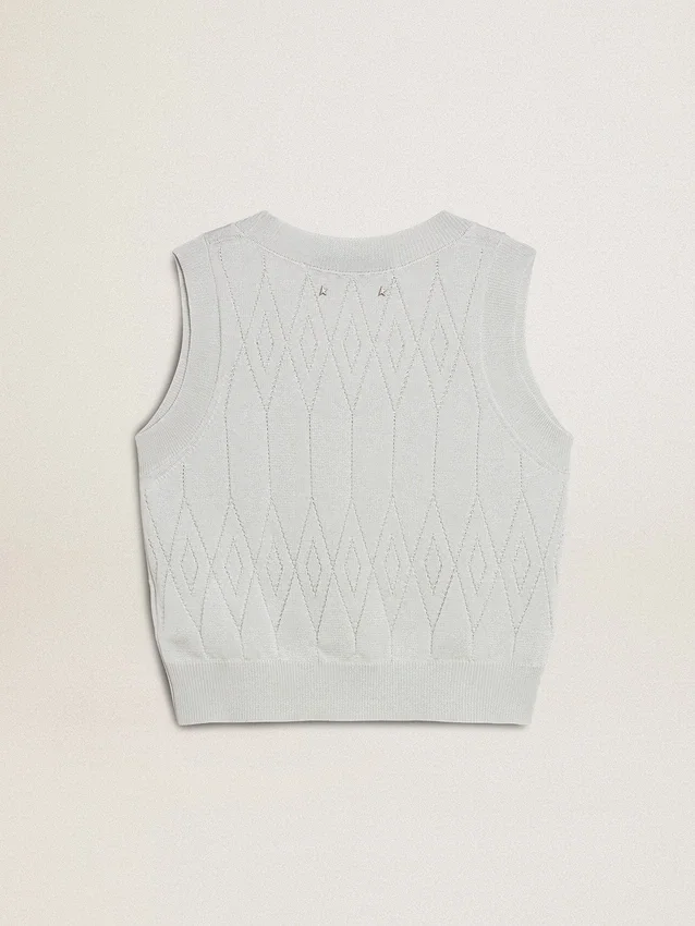 Ärmelloses Damen-Tanktop aus babyblauem Strick
