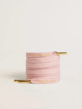Rosa Baumwollschnürsenkel mit kontrastierendem goldenem Logo