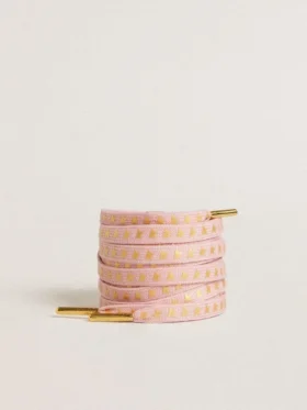 Rosa Baumwollschnürsenkel mit kontrastierenden goldenen Sternen