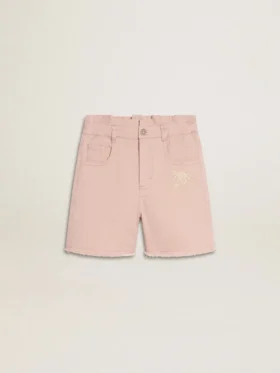 Rosa Baumwollshorts für Mädchen mit Stickerei