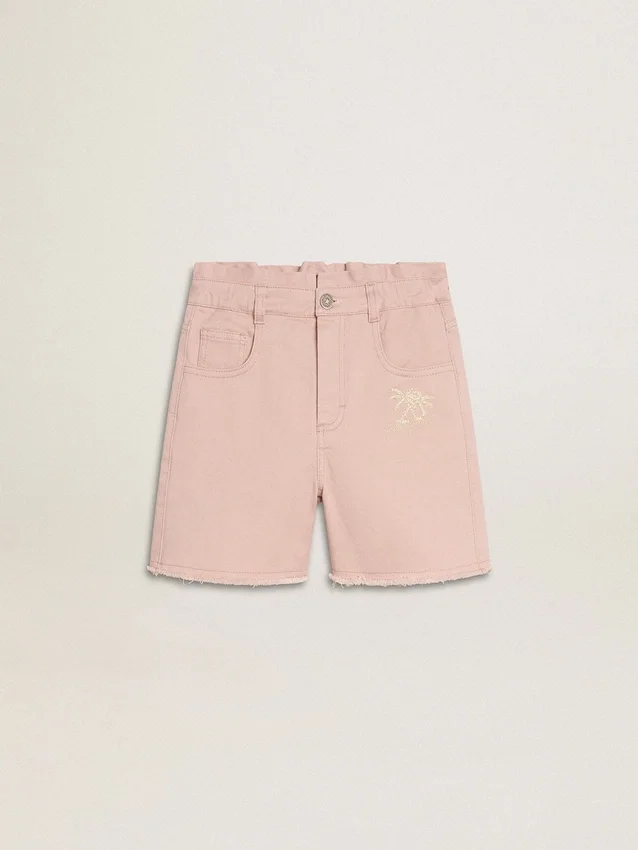 Rosa Baumwollshorts für Mädchen mit Stickerei