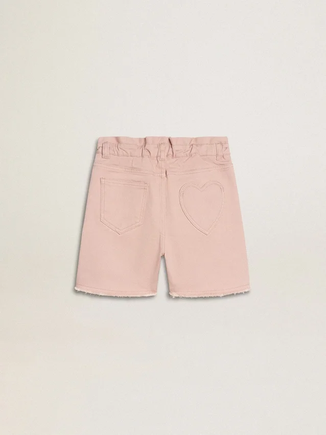 Rosa Baumwollshorts für Mädchen mit Stickerei