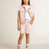Rosa Baumwollshorts für Mädchen mit Stickerei