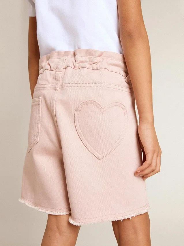 Rosa Baumwollshorts für Mädchen mit Stickerei