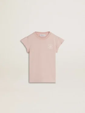 Rosa Hemd für Mädchen mit Rüschenärmeln und Stickerei