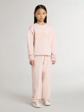 Rosa Sweatshirt für Mädchen mit rosa Schriftzug auf der Vorderseite