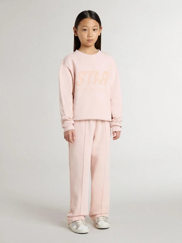 Rosa Sweatshirt für Mädchen mit rosa Schriftzug auf der Vorderseite