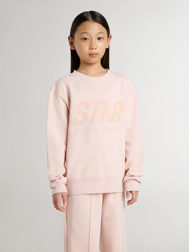 Rosa Sweatshirt für Mädchen mit rosa Schriftzug auf der Vorderseite