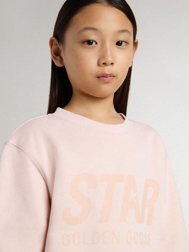 Rosa Sweatshirt für Mädchen mit rosa Schriftzug auf der Vorderseite