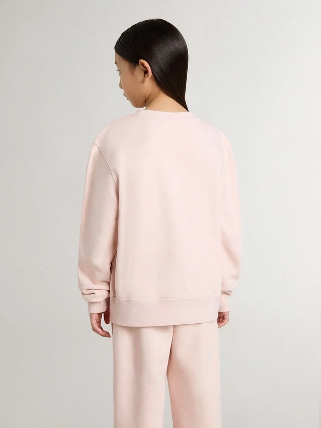Rosa Sweatshirt für Mädchen mit rosa Schriftzug auf der Vorderseite