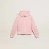 Rosa Sweatshirt mit silbernen Glitzersternen