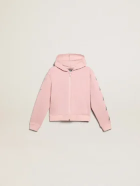 Rosa Sweatshirt mit silbernen Glitzersternen