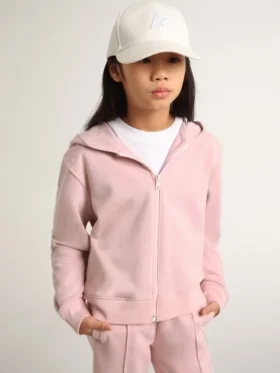 Rosa Sweatshirt mit silbernen Glitzersternen