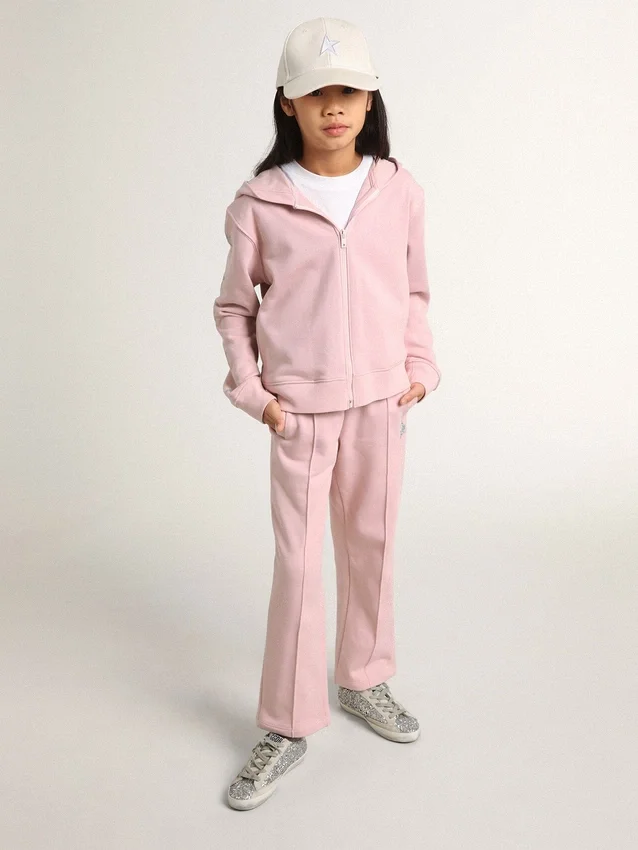 Rosa Sweatshirt mit silbernen Glitzersternen