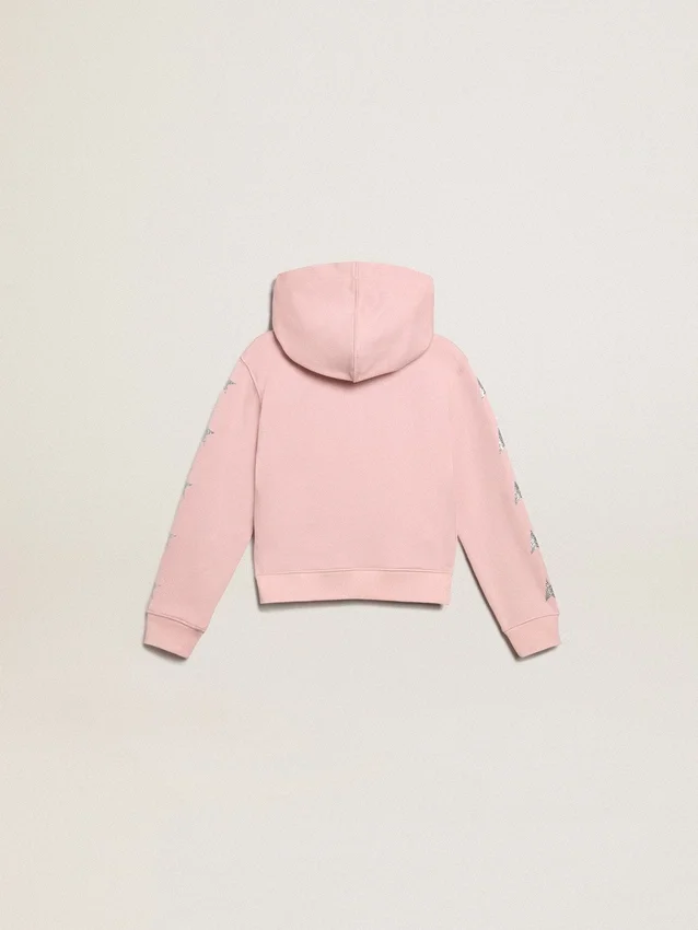 Rosa Sweatshirt mit silbernen Glitzersternen