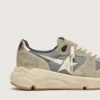 «Running Sole» aus grauem Wildleder mit weissem Stern und weisser Fersenlasche
