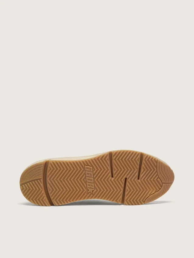 «Running Sole» aus grauem Wildleder mit weissem Stern und weisser Fersenlasche
