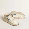 Running Sole aus Nappa mit blauem Lederstern und Wildledereinsatz