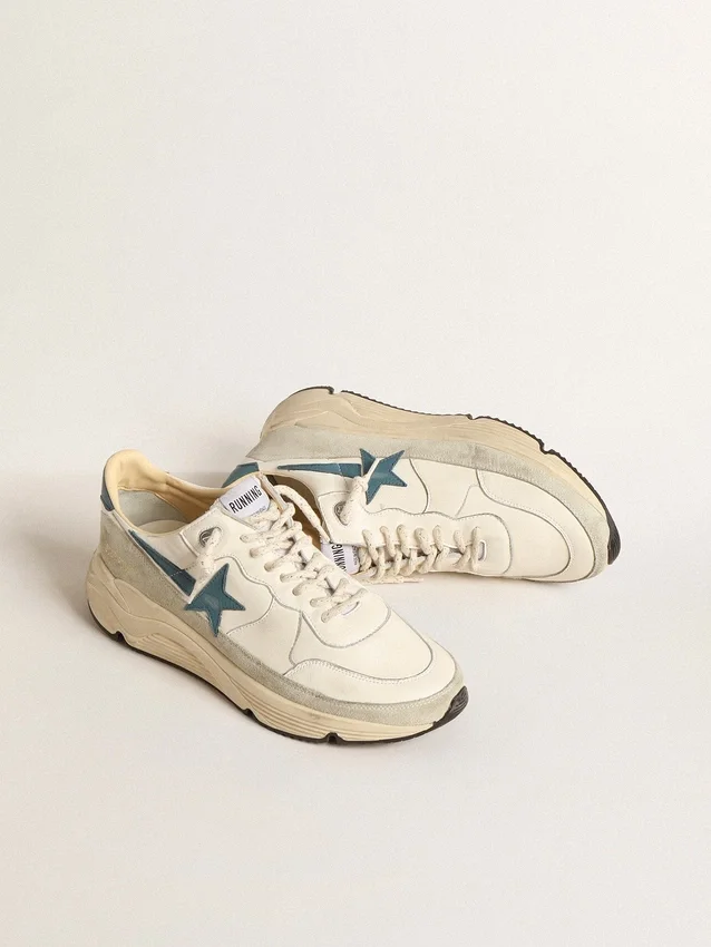 Running Sole aus Nappa mit blauem Lederstern und Wildledereinsatz