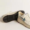 Running Sole aus Nappa mit blauem Lederstern und Wildledereinsatz