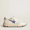 Running Sole aus weissem Leder und Mesh mit blauem, laminiertem Lederstern