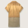 Safari-Kleid für Damen aus beiger und militärgrüner Baumwolle mit Maxi-Taschen