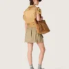 Safari-Kleid für Damen aus beiger und militärgrüner Baumwolle mit Maxi-Taschen