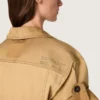Safari-Kleid für Damen aus beiger und militärgrüner Baumwolle mit Maxi-Taschen