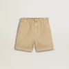 Sandfarbene Shorts für Mädchen mit gesticktem Logo