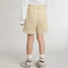 Sandfarbene Shorts für Mädchen mit gesticktem Logo