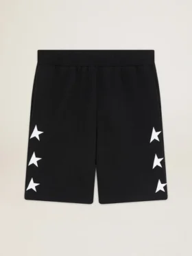 Schwarze Bermuda-Shorts für Herren mit weissen Sternen