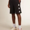 Schwarze Bermuda-Shorts für Herren mit weissen Sternen