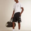 Schwarze Bermuda-Shorts für Herren mit weissen Sternen